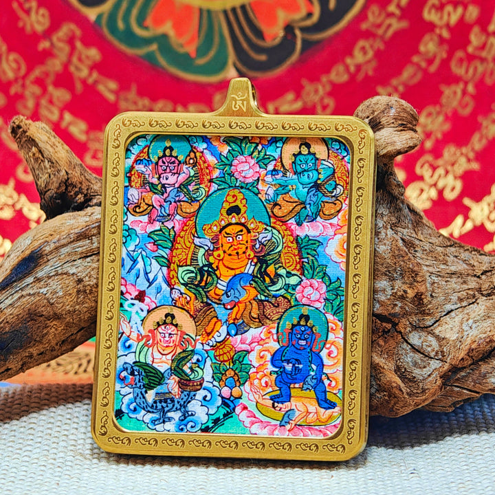 Tibetan Hand - painted Zaki Ram Medicine Buddha Yellow and Black Wealth God Thangka - BuddhaEnergyHealing