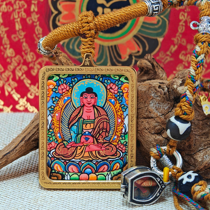 Tibetan Hand - painted Zaki Ram Medicine Buddha Yellow and Black Wealth God Thangka - BuddhaEnergyHealing