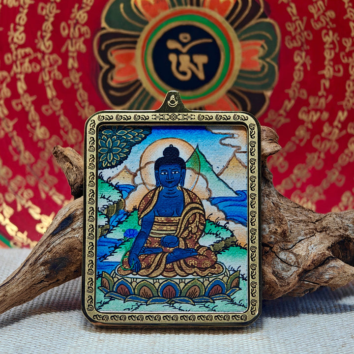 Tibetan Hand - painted Zaki Ram Medicine Buddha Yellow and Black Wealth God Thangka - BuddhaEnergyHealing