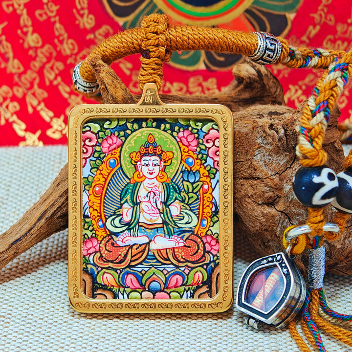Tibetan Hand - painted Zaki Ram Medicine Buddha Yellow and Black Wealth God Thangka - BuddhaEnergyHealing