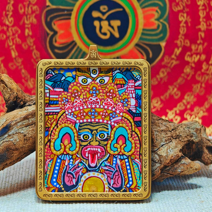 Tibetan Hand - painted Zaki Ram Medicine Buddha Yellow and Black Wealth God Thangka - BuddhaEnergyHealing