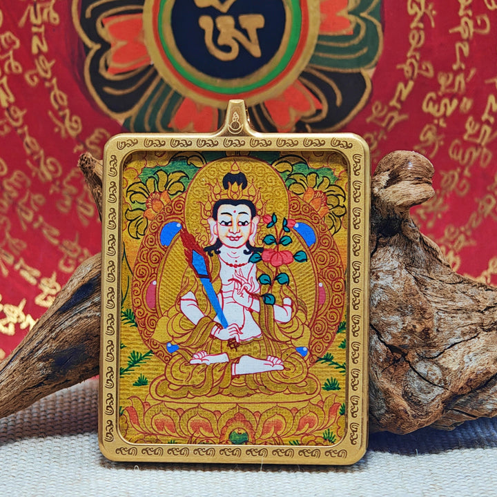 Tibetan Hand - painted Zaki Ram Medicine Buddha Yellow and Black Wealth God Thangka - BuddhaEnergyHealing