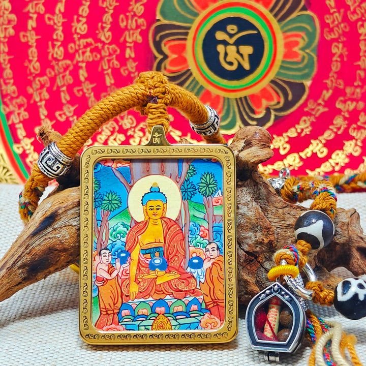 Tibetan Hand - painted Zaki Ram Medicine Buddha Yellow and Black Wealth God Thangka - BuddhaEnergyHealing