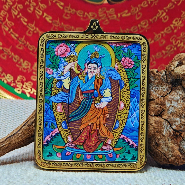 Tibetan Hand - painted Zaki Ram Medicine Buddha Yellow and Black Wealth God Thangka - BuddhaEnergyHealing