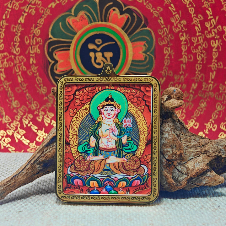 Tibetan Hand - painted Zaki Ram Medicine Buddha Yellow and Black Wealth God Thangka - BuddhaEnergyHealing