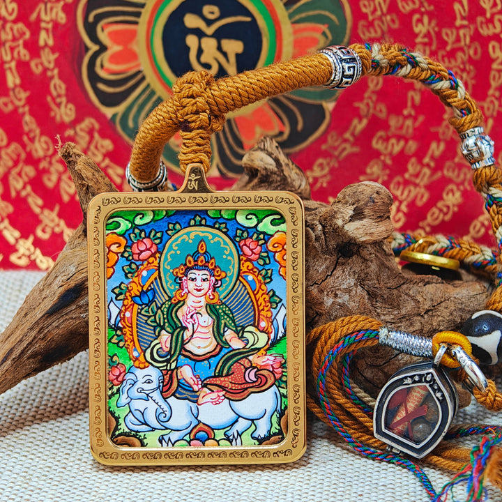 Tibetan Hand - painted Zaki Ram Medicine Buddha Yellow and Black Wealth God Thangka - BuddhaEnergyHealing