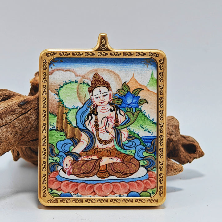 Tibetan Hand - painted Zaki Ram Medicine Buddha Yellow and Black Wealth God Thangka - BuddhaEnergyHealing