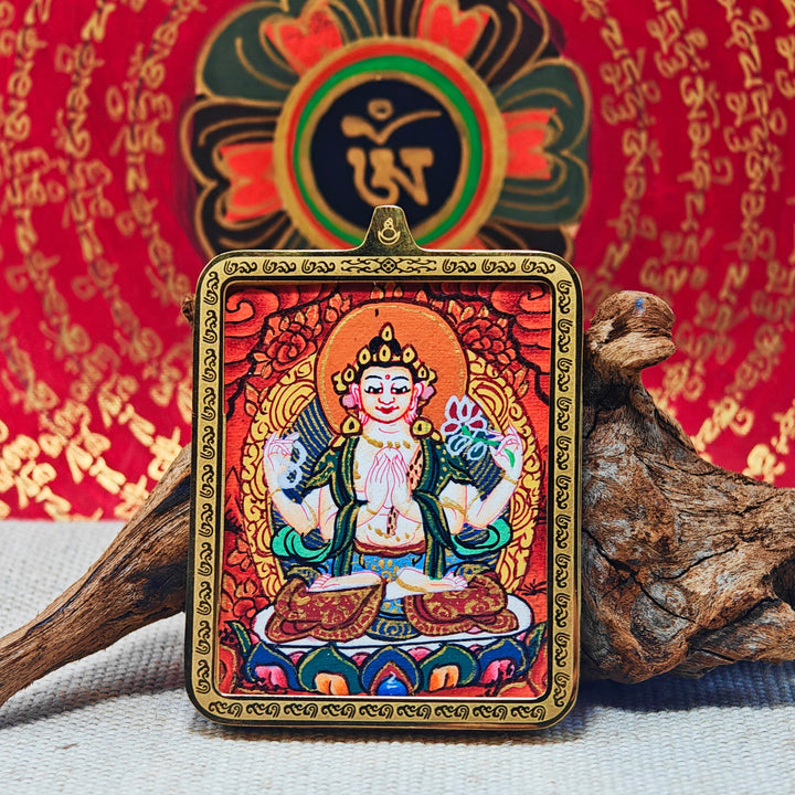 Tibetan Hand - painted Zaki Ram Medicine Buddha Yellow and Black Wealth God Thangka - BuddhaEnergyHealing