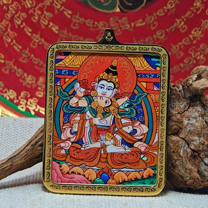 Tibetan Hand - painted Zaki Ram Medicine Buddha Yellow and Black Wealth God Thangka - BuddhaEnergyHealing
