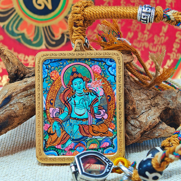 Tibetan Hand - painted Zaki Ram Medicine Buddha Yellow and Black Wealth God Thangka - BuddhaEnergyHealing