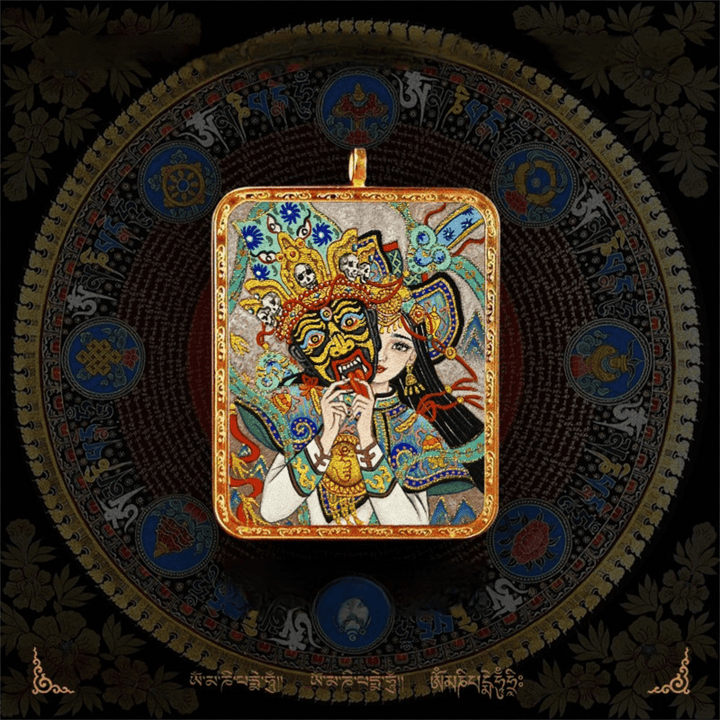 Tibetan Natural Pigment Pure Hand - painted Thangka Meditation Pendant - BuddhaEnergyHealing