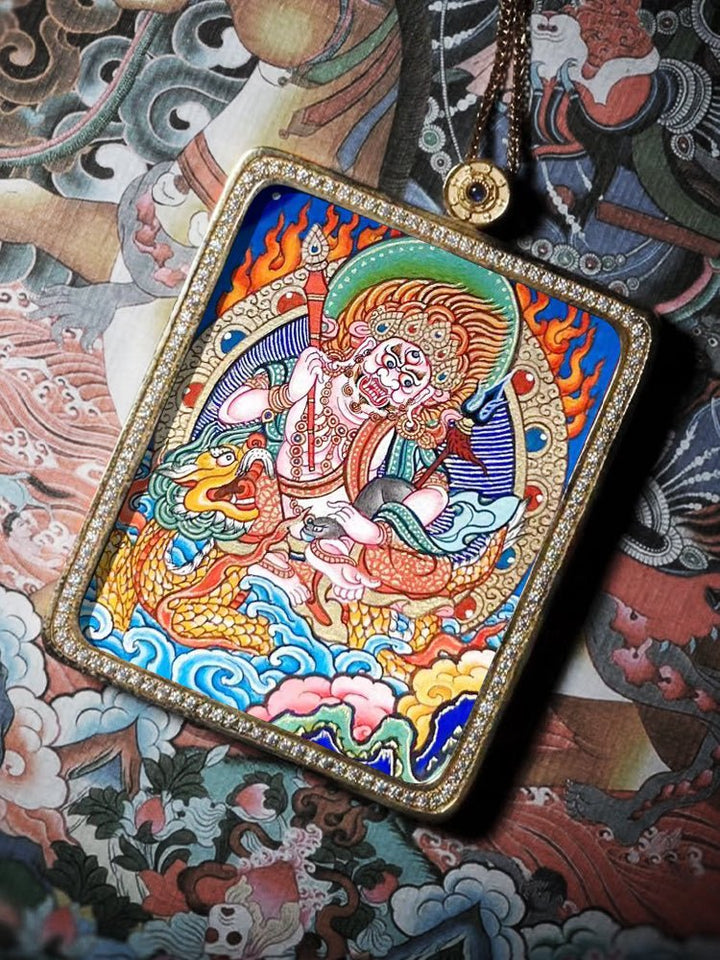 Tibetan Natural Pigment Pure Hand - painted Thangka Meditation Pendant - BuddhaEnergyHealing