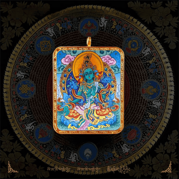 Tibetan Natural Pigment Pure Hand - painted Thangka Meditation Pendant - BuddhaEnergyHealing