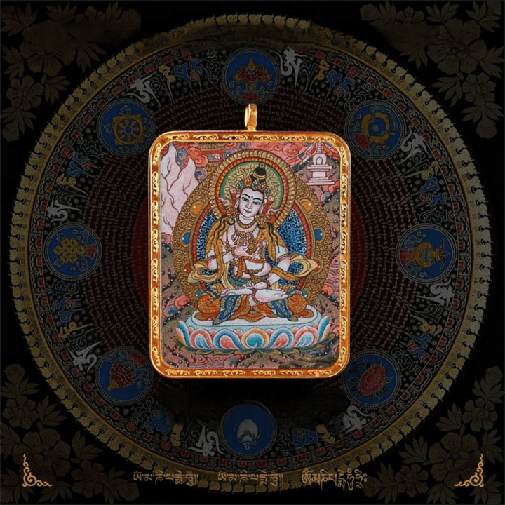 Tibetan Natural Pigment Pure Hand - painted Thangka Meditation Pendant - BuddhaEnergyHealing