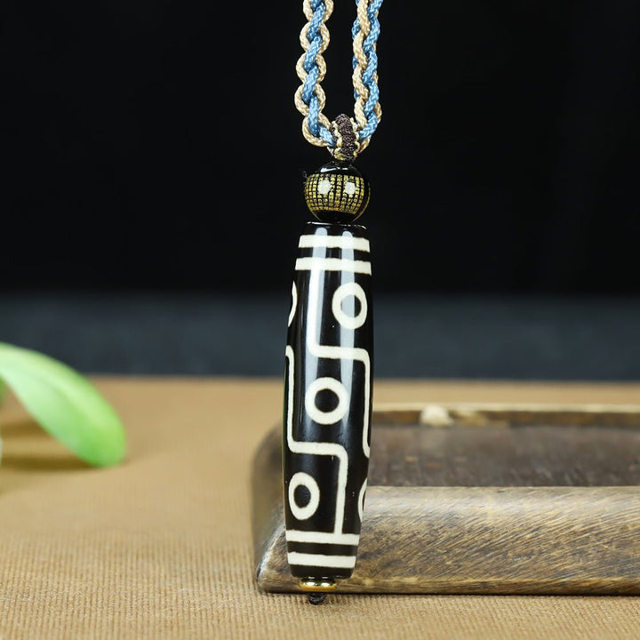 Tibetan Nine - Eyed Dzi Bead Protection Energy Necklace - BuddhaEnergyHealing
