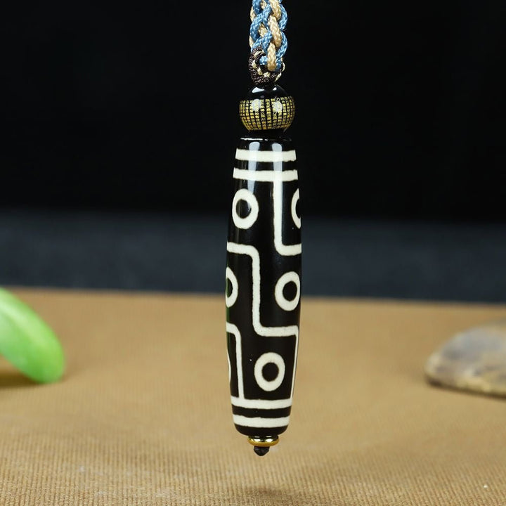 Tibetan Nine - Eyed Dzi Bead Protection Energy Necklace - BuddhaEnergyHealing