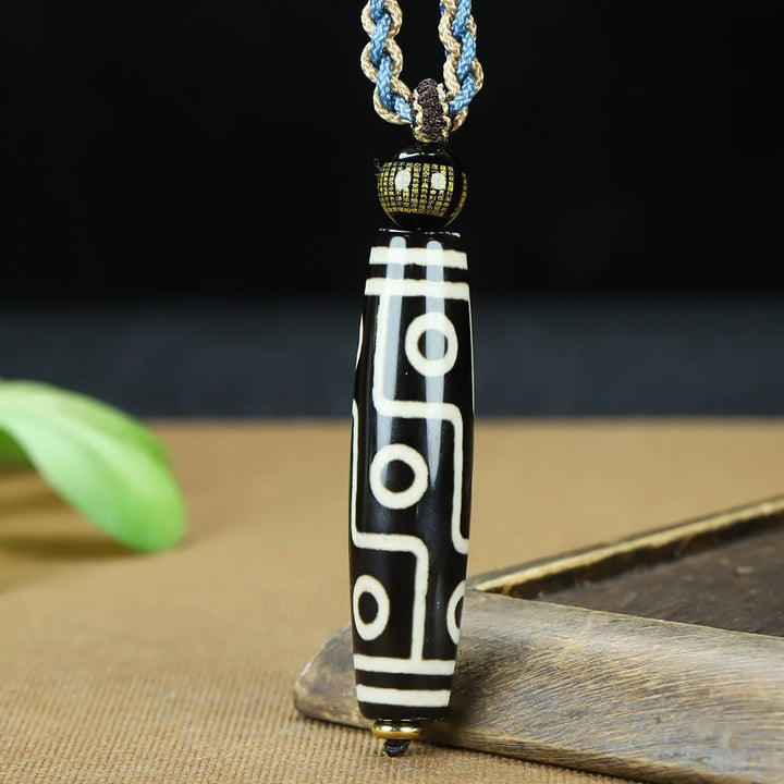 Tibetan Nine - Eyed Dzi Bead Protection Energy Necklace - BuddhaEnergyHealing