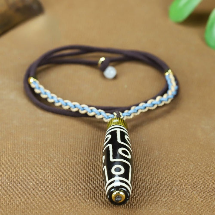 Tibetan Nine - Eyed Dzi Bead Protection Energy Necklace - BuddhaEnergyHealing