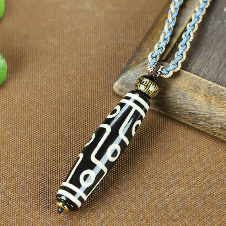 Tibetan Nine - Eyed Dzi Bead Protection Energy Necklace - BuddhaEnergyHealing
