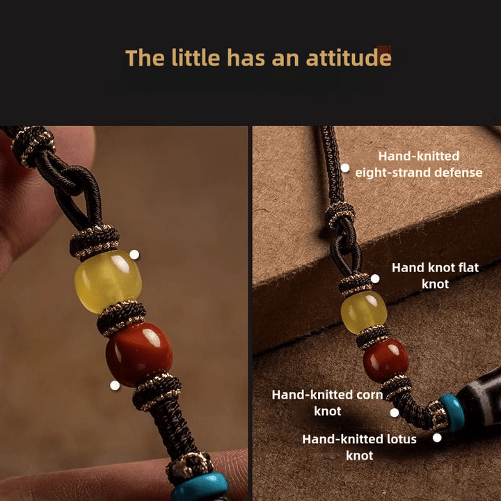 Tibetan Nine - Eyed Dzi Bead Vintage Protection Energy Necklace - BuddhaEnergyHealing