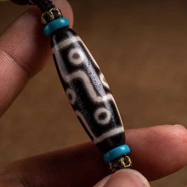 Tibetan Nine - Eyed Dzi Bead Vintage Protection Energy Necklace - BuddhaEnergyHealing