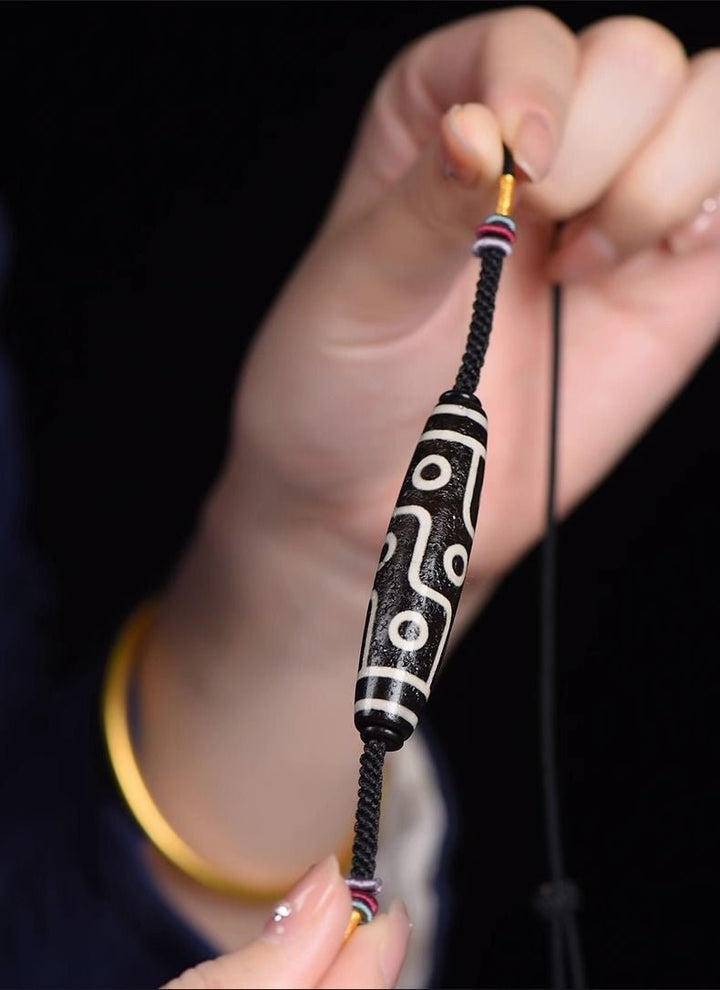 Tibetan Nine - Eyed Dzi Bead Vintage Protection Energy Necklace - BuddhaEnergyHealing