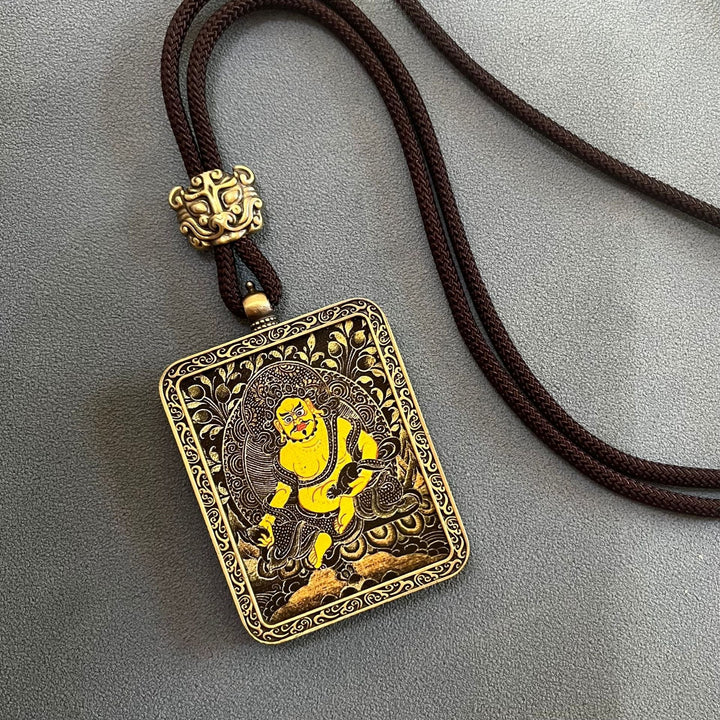 Tibetan Non - Hand - Painted Thangka Amitabha Buddha Yellow God of Wealth Zachilam Pendant - BuddhaEnergyHealing