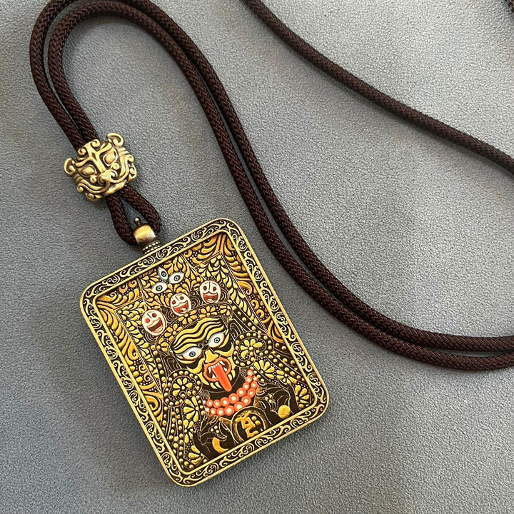 Tibetan Non - Hand - Painted Thangka Amitabha Buddha Yellow God of Wealth Zachilam Pendant - BuddhaEnergyHealing