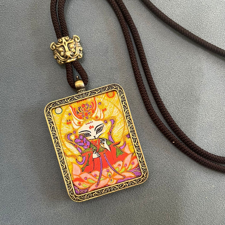Tibetan Non - Hand - Painted Thangka Amitabha Buddha Yellow God of Wealth Zachilam Pendant - BuddhaEnergyHealing