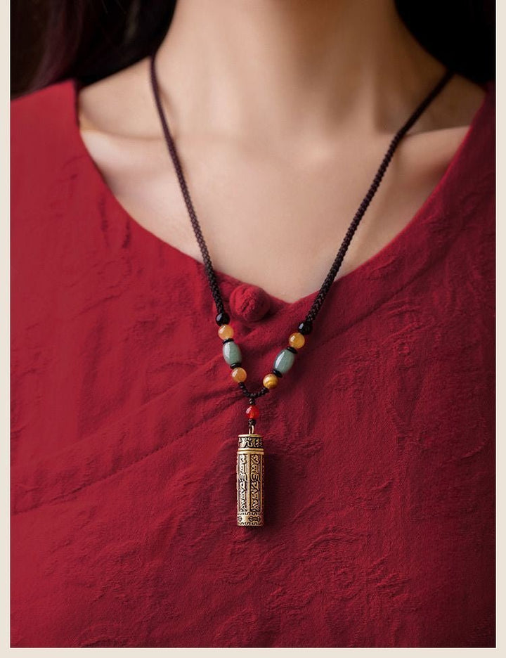 Tibetan Openable Brass Vintage Scripture Necklace - BuddhaEnergyHealing