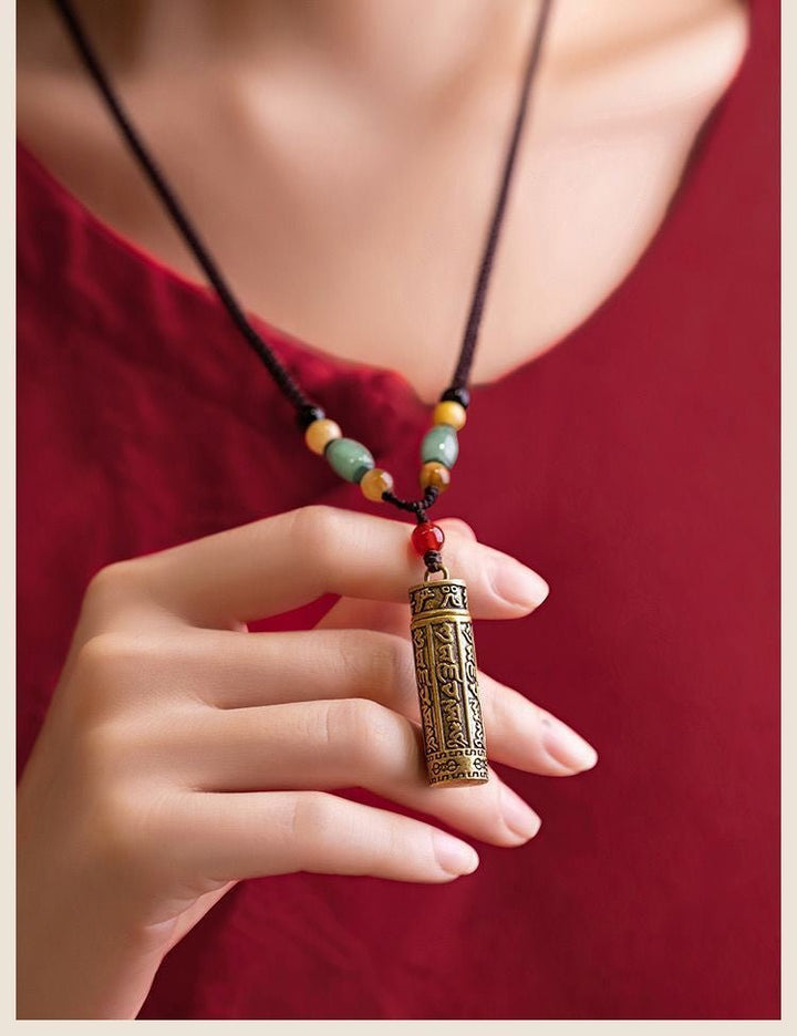 Tibetan Openable Brass Vintage Scripture Necklace - BuddhaEnergyHealing