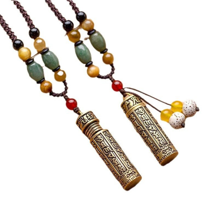 Tibetan Openable Brass Vintage Scripture Necklace - BuddhaEnergyHealing