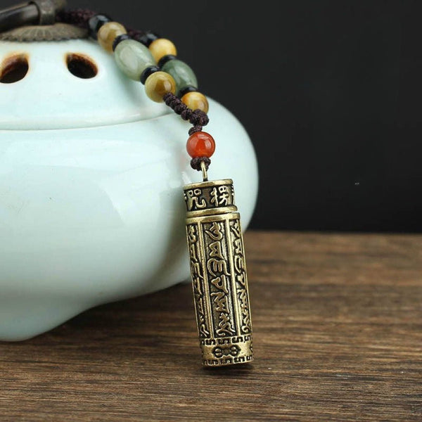 Tibetan Openable Brass Vintage Scripture Necklace - BuddhaEnergyHealing
