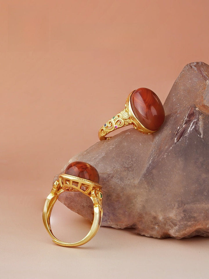 Tibetan South Red Agate Ring - BuddhaEnergyHealing