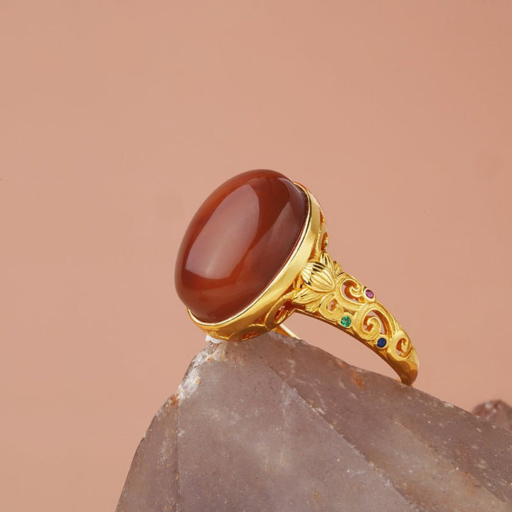 Tibetan South Red Agate Ring - BuddhaEnergyHealing