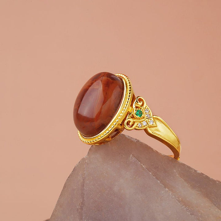 Tibetan South Red Agate Ring - BuddhaEnergyHealing