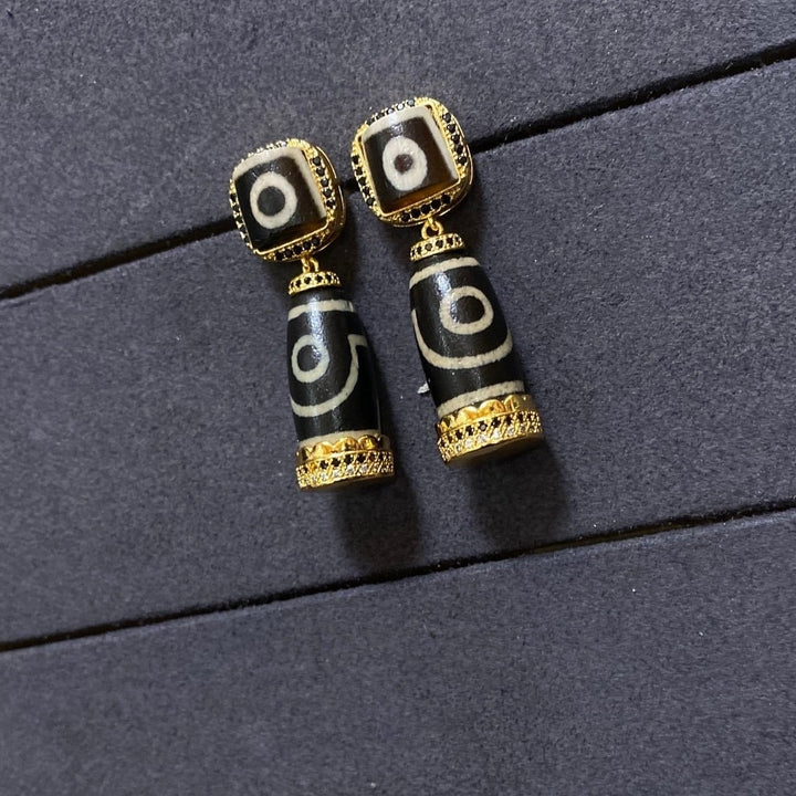 Tibetan Style Dzi Bead Lucky Energy Earrings - BuddhaEnergyHealing