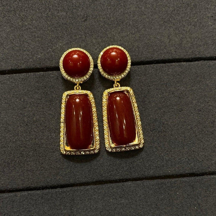 Tibetan Style Dzi Bead Lucky Energy Earrings - BuddhaEnergyHealing