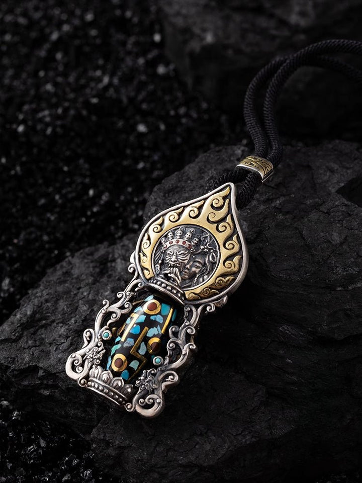Tibetan Style Zakilam S925 Silver Pure Handmade Protection Meditation Pendant - BuddhaEnergyHealing