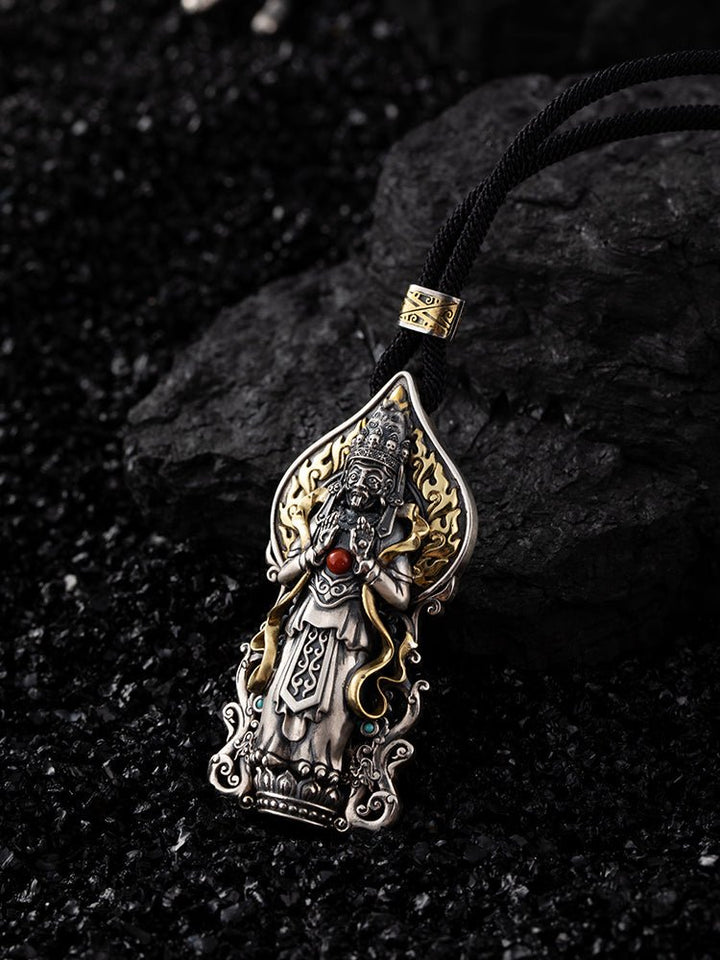 Tibetan Style Zakilam S925 Silver Pure Handmade Protection Meditation Pendant - BuddhaEnergyHealing