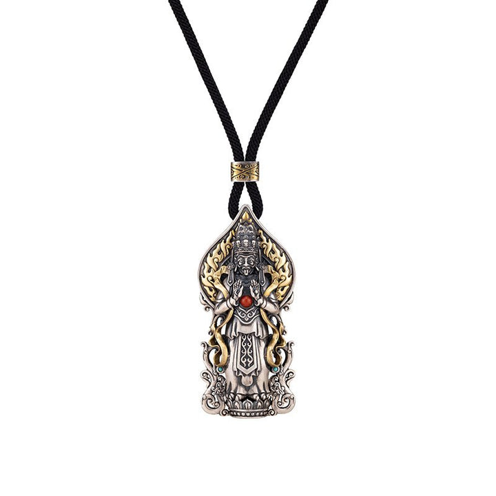 Tibetan Style Zakilam S925 Silver Pure Handmade Protection Meditation Pendant - BuddhaEnergyHealing