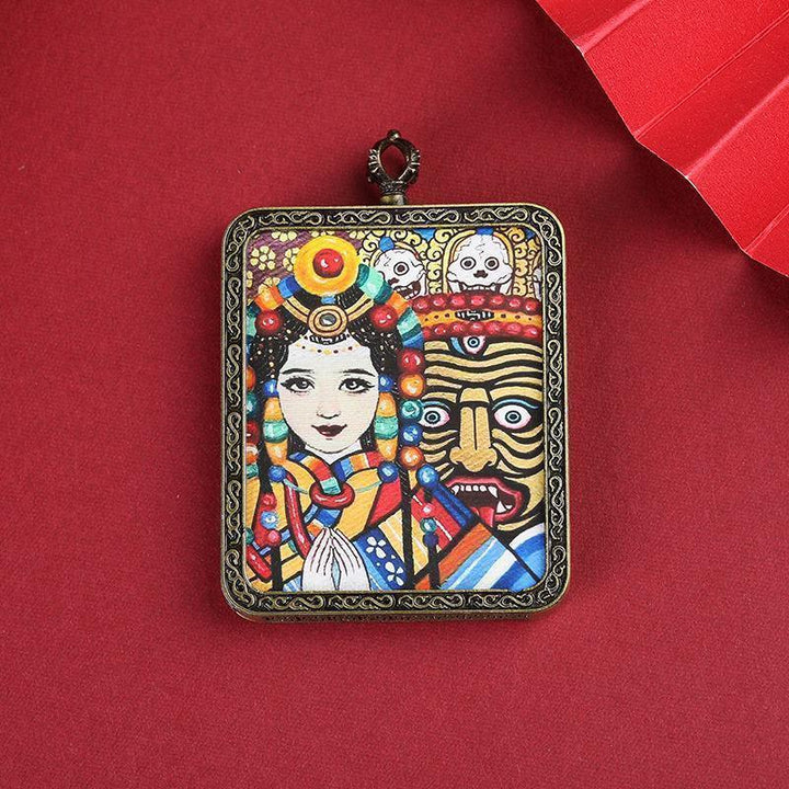 Tibetan Thangka Zaki Ram Past Life and Present Life Pendant Protection Energy - BuddhaEnergyHealing