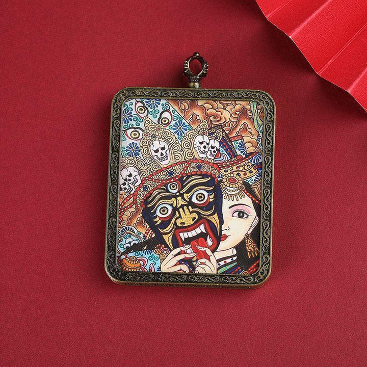 Tibetan Thangka Zaki Ram Past Life and Present Life Pendant Protection Energy - BuddhaEnergyHealing
