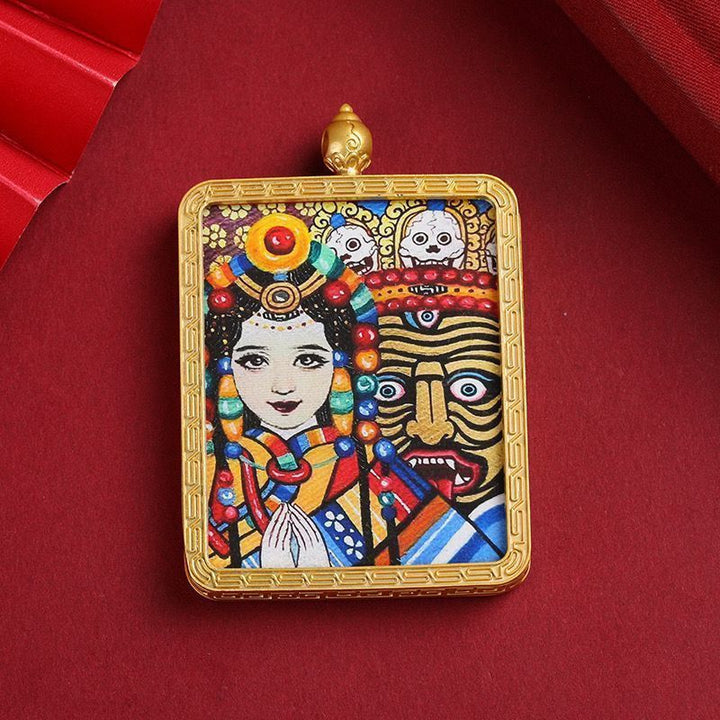 Tibetan Thangka Zaki Ram Past Life and Present Life Pendant Protection Energy - BuddhaEnergyHealing