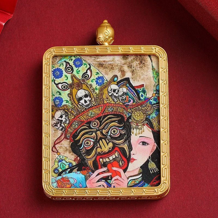 Tibetan Thangka Zaki Ram Past Life and Present Life Pendant Protection Energy - BuddhaEnergyHealing
