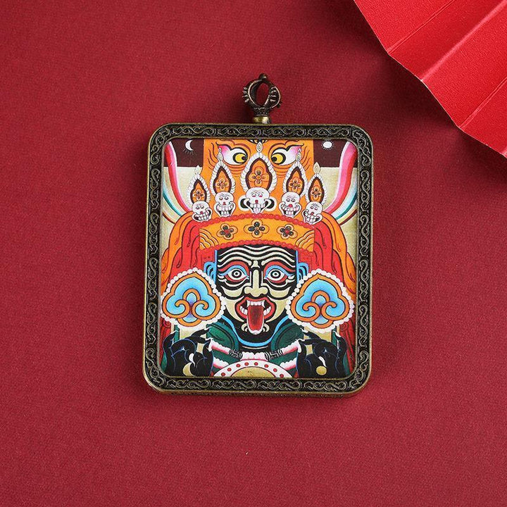 Tibetan Thangka Zaki Ram Past Life and Present Life Pendant Protection Energy - BuddhaEnergyHealing
