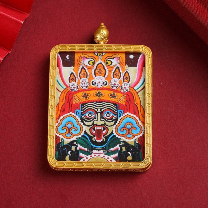 Tibetan Thangka Zaki Ram Past Life and Present Life Pendant Protection Energy - BuddhaEnergyHealing