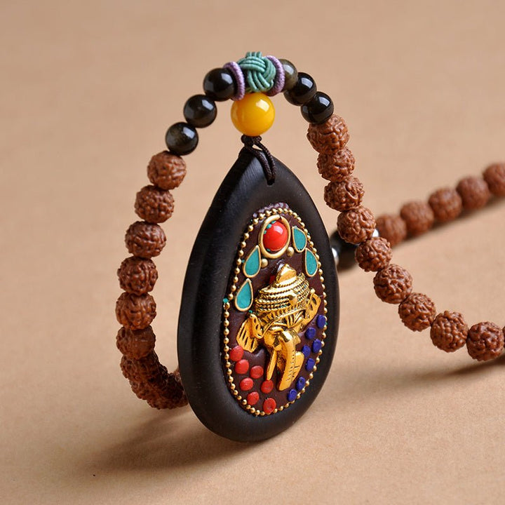 Tibetan Yellow God of Wealth Amulet Wealth Lucky Pendant - BuddhaEnergyHealing