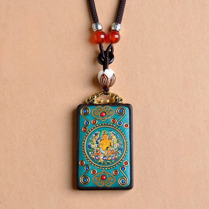 Tibetan Yellow God of Wealth Amulet Wealth Lucky Pendant - BuddhaEnergyHealing