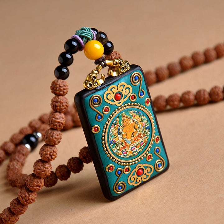 Tibetan Yellow God of Wealth Amulet Wealth Lucky Pendant - BuddhaEnergyHealing